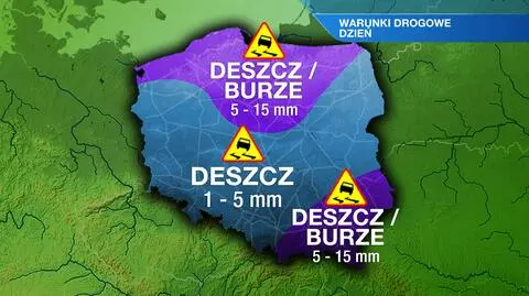 Czeka nas jazda w deszczu. Widzialność będzie słaba