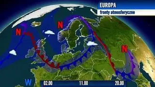 Układ frontów nad Europą