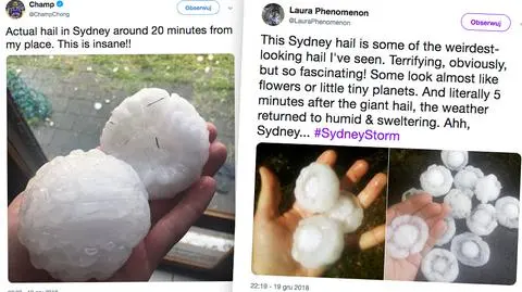 Australię nawiedziło gradobicie