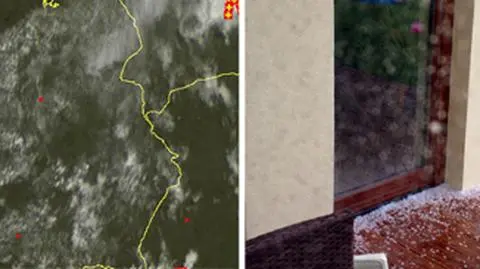 Burze w Polsce o godz. 18.45 - wyładowania atmosferyczne zaznaczone są plusami 
