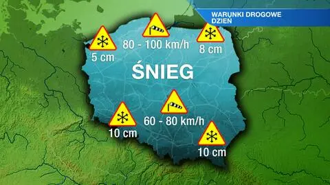 Śliskie jezdnie, ograniczona widoczność, silny wiatr. Warunki drogowe dalekie od zadowalających
