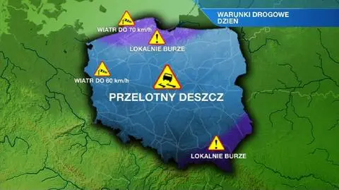 Dziś przelotny deszcz da znać o sobie na drogach większości kraju