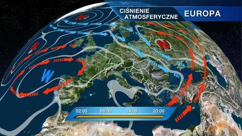 Rozkład ciśnienia atmosferycznego w Europie