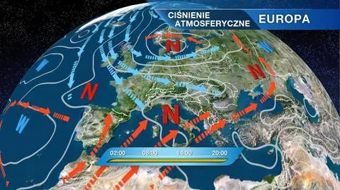 Układ ciśnienia nad Europą