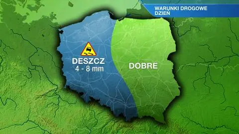 Jazdę na zachodzie utrudni deszcz