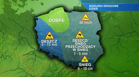 W poniedziałek warunki na drogach będą trudne