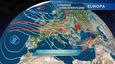 Rozkład ośrodków ciśnienia nad Europą