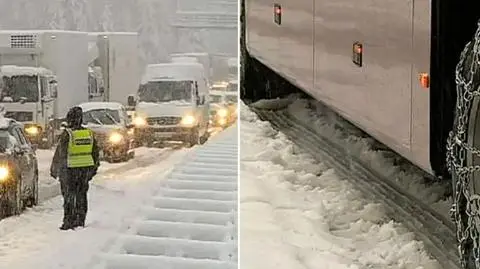 Gruby śnieg w Chorwacji. Drogi stoją