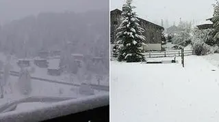 Śnieg w La Plagne (Francja, rejon Rhone Alpes) i Gstaad (miasto w zachodniej, niemieckojęzycznej części Szwajcarii, w kantonie Berno)
