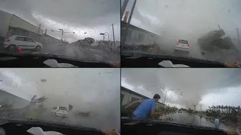 Tornado "zassało" samochód