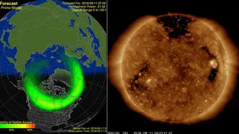 Możliwe są zorze polarne