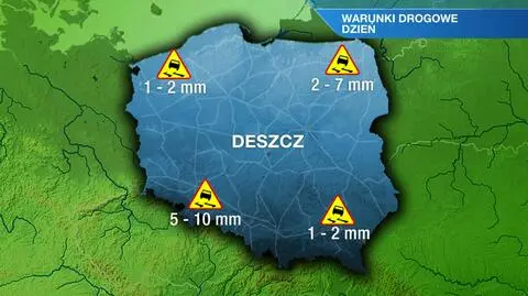 Przelotne deszcze utrudnią jazdę