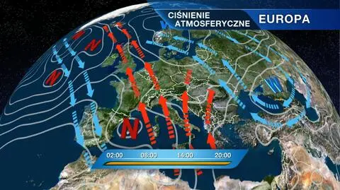 Rozkład ośrodka ciśnienia nad Europą