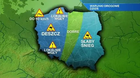 Mokro na drogach zachodniej Polski