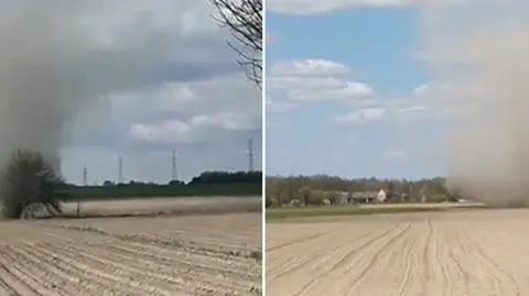 Sucha ziemia, pogodne niebo, a w efekcie "małe tornado"