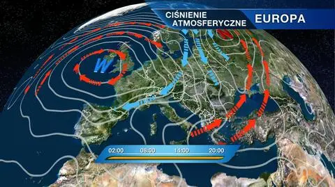 Rozkład ośrodków ciśnienia nad Europą