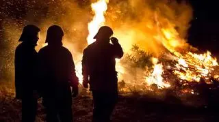 Z pożarem walczy straż pożarna i wojsko