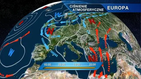 Rozkład ośrodków ciśnienia nad Europą