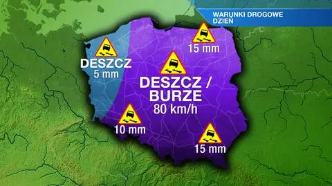 Warunki na drogach całego kraju będą utrudnione 