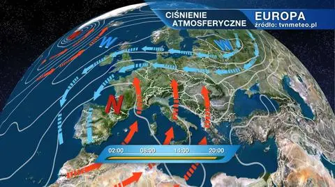 Rozkład ciśnienia atmosferycznego nad Europą