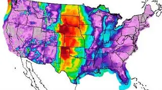 Mapa przedstawiająca siłę wiatru