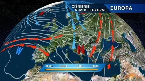 Rozkład ośrodków ciśnienia atmosferycznego nad Europą