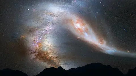 Wizualizacja zderzenia Drogi Mlecznej z Galaktyką Andromedy
