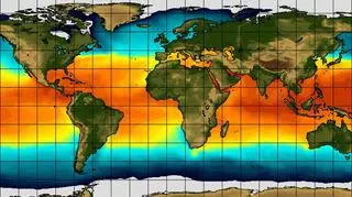 Temperatura powierzchni wód oceanicznych w rejonie równika 25 czerwca
