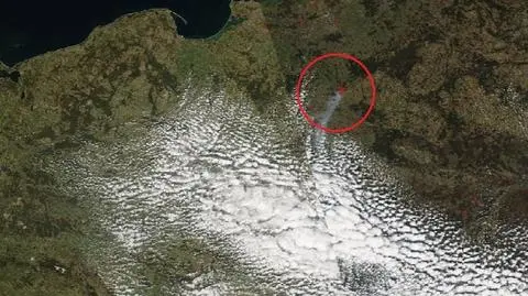 Pożar w Biebrzańskim Parku Narodowym widać z kosmosu