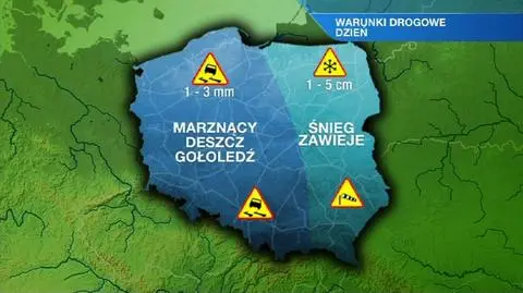 Marznące opady, gołoledź, śnieg, zawieje...