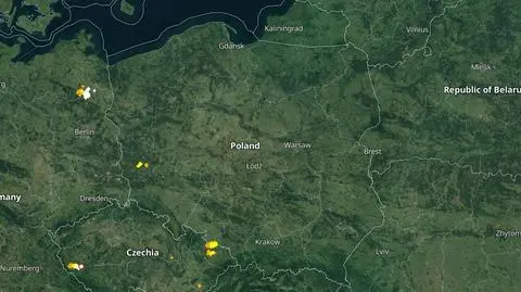 Lokalizacja burz o godzinie 21