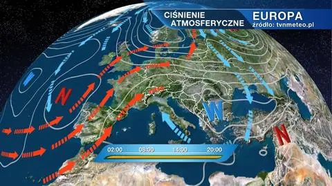 Rozkład ciśnenia atmosferycznego nad Europą
