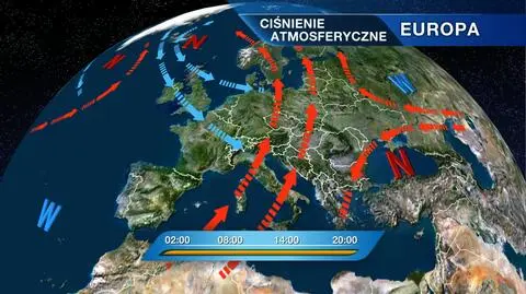 Rozkład ośrodków ciśnienia atmosferycznego nad Europą