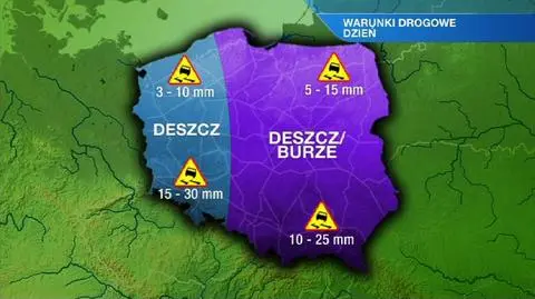 Na całym obszarze kraju deszczowo