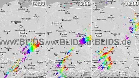 Zobacz, jak w czwartek przez Polskę przechodziły burze
