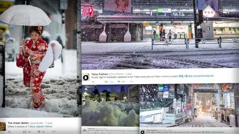 Chaos na ulicach Tokio. Spadło 6 cm śniegu