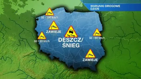 Śnieg z deszczem lub sam śnieg w całym kraju