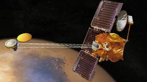 Wizualizacja artystyczna przedstawiająca sondę Mars Odyssey nad Czerwoną Planetą