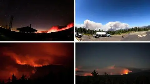 Ściana ognia tuż przy rezerwacie. Nagranie z parku Yosemite