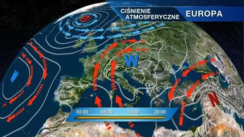 Rozkład ośrodków ciśnienia nad Europą