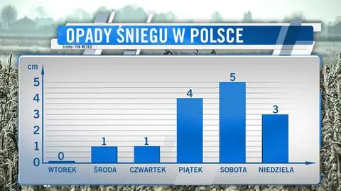 Do końca tygodnia w centrum kraju spadnie kilka centymetrów śniegu