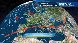 Ciśnienie atmosferyczne i ośrodki baryczne nad Europą