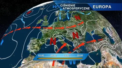 Rozkład ośrodków ciśnienia nad Europą