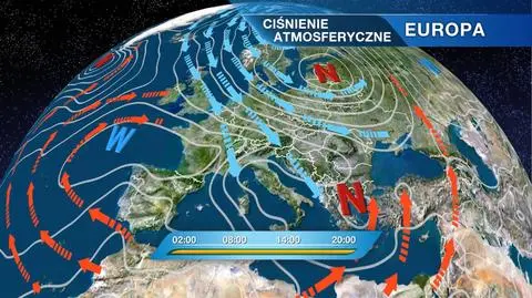 Rozkład ośrodków ciśnienia nad Europą