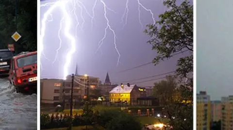 Potoki na ulicach, błyskawice na niebie. Spadł i grad