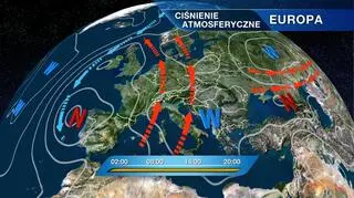 Układ ciśnień nad Europą