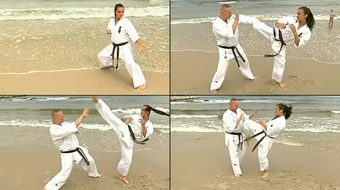 Sparing Mistrzyni Europy w karate kyokushin z trenerem