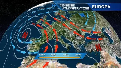Rozkład ośrodków ciśnienia nad Europą
