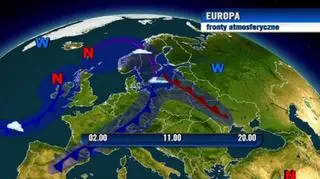 Europa - układ frontów atmosferycznych 