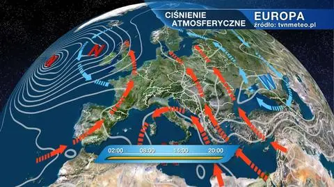 Rozkład ciśnienia nad Europą